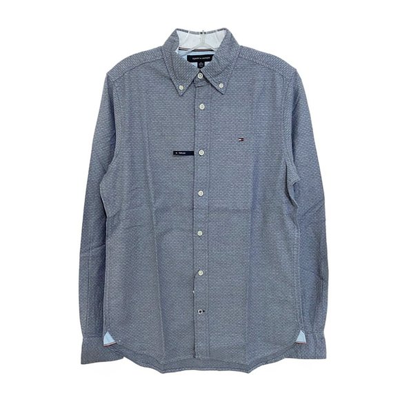 NWT M L XL Mens Tommy Hilfiger Regular Fit Micro Print Shirt 78J9427 460 - Picture 2 of 7